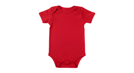 Isolated Red Baby Onesie Apparel On Transparent Background For Infant Wear