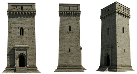 Medieval Stone Towers Illustration On Transparent Background