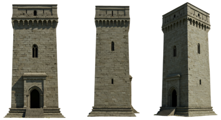Medieval Stone Towers Illustration On Transparent Background