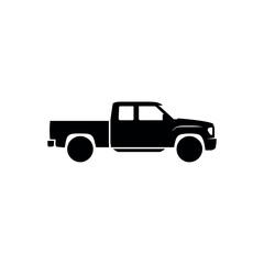 Black silhouette of a pickup truck on a white background vehicle