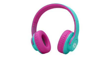 Modern Turquoise And Pink Headphones Isolated Transparent Background