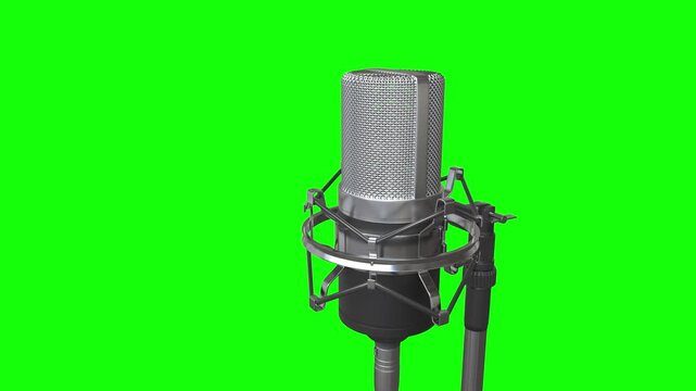 Professional microphone 3d isolated green screen background