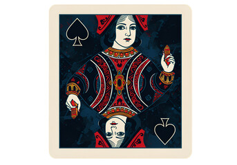Queen Of Spades Playing Card Illustration On Isolated Background