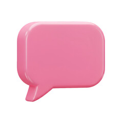 Pink 3D Rendered Speech Bubble Icon on Transparent Background Illustration