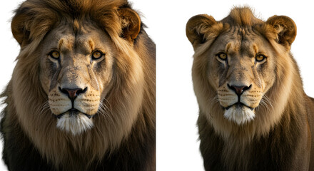 Obraz premium Photorealistic Lion Portrait Isolated On Transparent Background