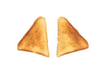 two pieces of toast are shown on a white surface