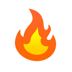 Orange and yellow flame icon on transparent background.