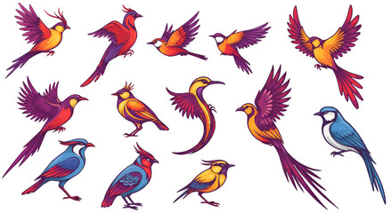 Obraz premium Pixel Art Bird Illustration In Flight With Colorful Feathers On Transparent Background