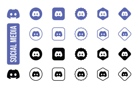 Social media Discord logo icon set blue and black color