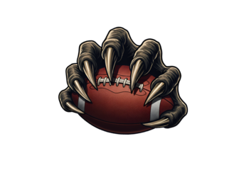 Monster Hand Grips Football Illustration Against Black Transparent Background