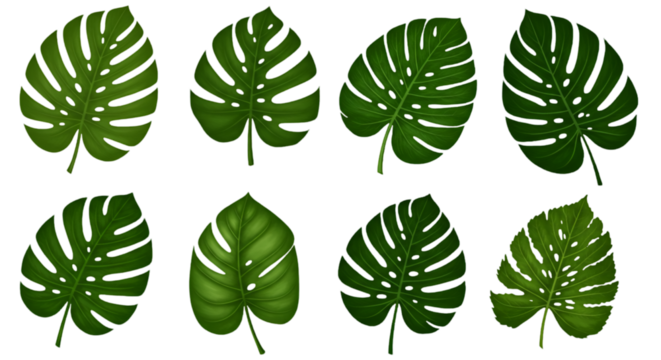 Monstera Leaves Illustration On Isolated Background With Green Foliage - Powered by Adobe