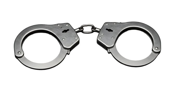 Metal Handcuffs Isolated Illustration Against Transparent Background