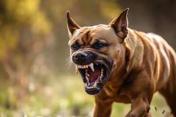 Obraz premium Aggressive guard dog mid-attack pose