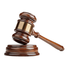 Wooden judge gavel isolated on transparent background, Clipart png