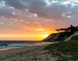 Beach sunset with dramatic clouds