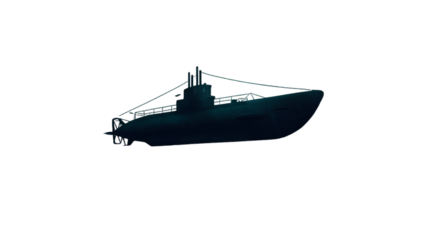 Pixelated Submarine Silhouette Underwater in Dark Water Isolated Illustration