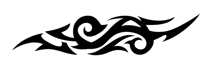 Fototapeta premium tattoo，Abstract stylized design with bold curved lines resembling tribal art or traditional graffiti elements,