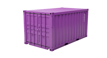 Purple Shipping Container Isolated 3D Illustration Against Black Background