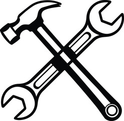 Classic crossed hammer and wrench icon for labor day celebrations