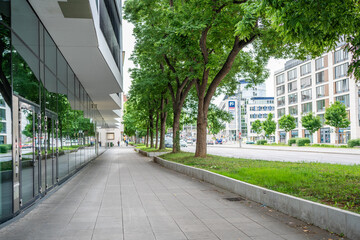 Modern architecture in Stuttgart, beautiful avenue