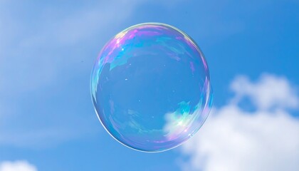 Transparent Soap Bubble Floating Air Sky Reflection