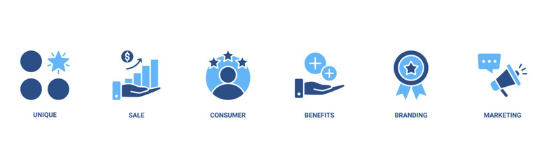 USP banner web icon vector illustration concept for unique sale proportion with icon of unique, sale, consumer, benefits, branding, and marketing