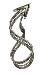Fototapeta premium Metallic Spiral Arrow 3D Render On Transparent Background Isolated Illustration