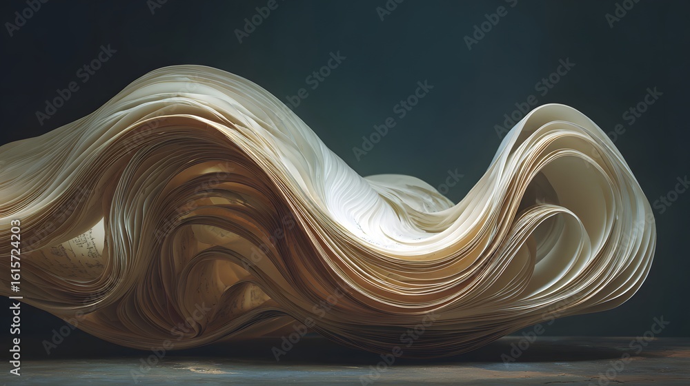 Poster abstract form created from layered sheets of paper.