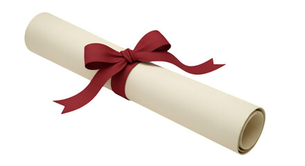 Rolled Scroll with Burgundy Ribbon on a Transparent Background Illustration