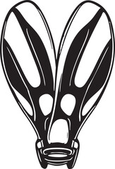 Simple Monochrome Illustration of Underwater Swimming Fins Isolated on White Surface