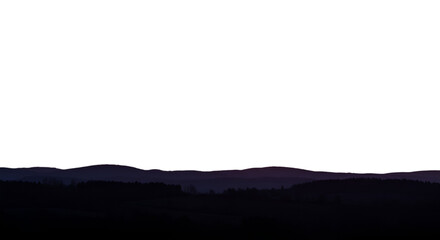 Scenic Landscape Photo Features Silhouette Mountain Range With Purple Sky