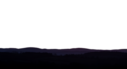 Scenic Landscape Photo Features Silhouette Mountain Range With Purple Sky