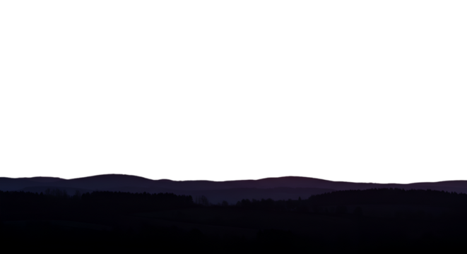 Scenic Landscape Photo Features Silhouette Mountain Range With Purple Sky