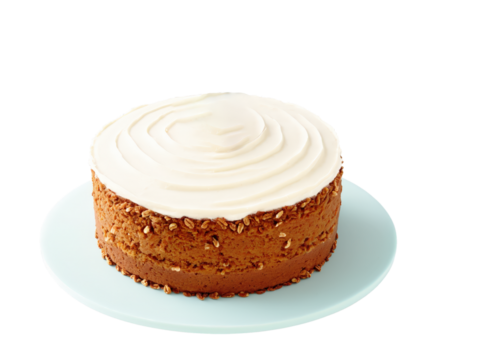 Carrot Cake A moist cake made with grated carrots, cinnamon, and walnuts, topped with a rich cream cheese frosting.