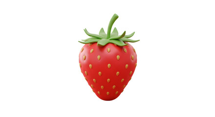 Realistic 3D Rendered Strawberry on Isolated Transparent Background
