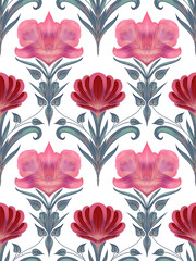 Victorian floral seamless pattern with gradient coloring.