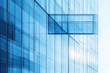 Fototapeta premium Minimalist high-rise facade with layered glass and shadows