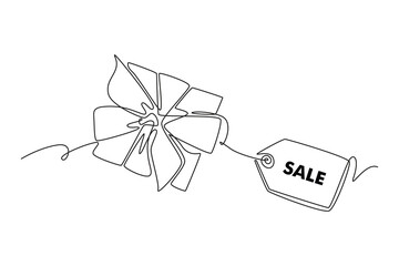 Black November concept. Single line draw design. Vector graphic illustration
