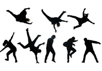Silhouette Breakdance Action A Dark Dynamic Shot Dancing Silhouette Figure