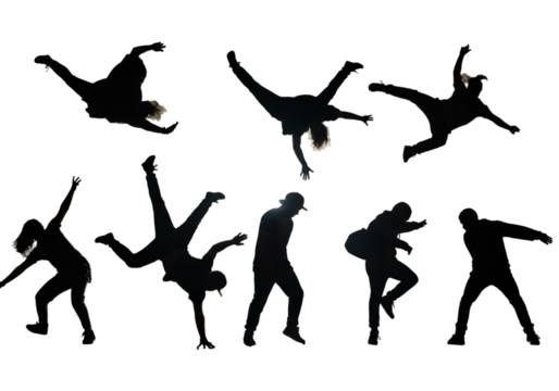 Silhouette Breakdance Action A Dark Dynamic Shot Dancing Silhouette Figure