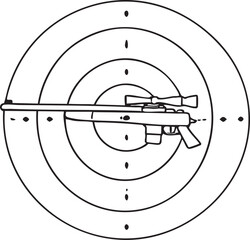 Rifle Silhouetted Against a Circular Shooting Target for Practice and Competition