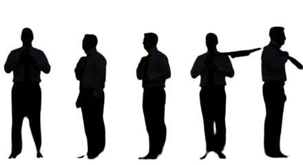 Silhouette Illustration Of A Man Adjusting His Tie In A Dark Setting