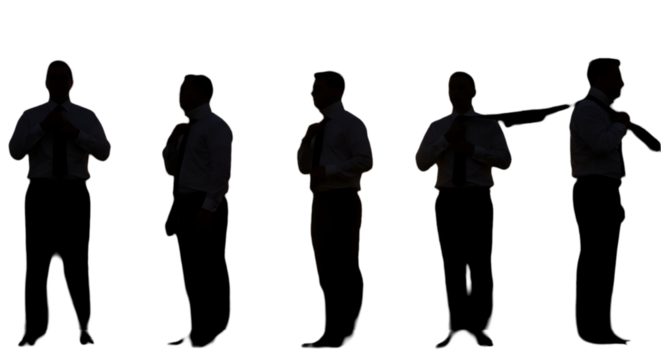 Silhouette Illustration Of A Man Adjusting His Tie In A Dark Setting