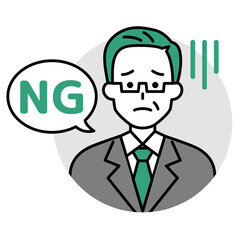 中年のスーツの男性のアイコン（NG）