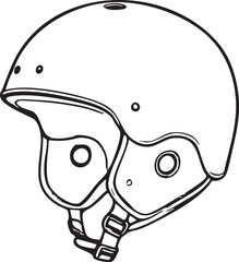 Simple Line Art Illustration of Modern Ski Helmet With Ear Protection Design