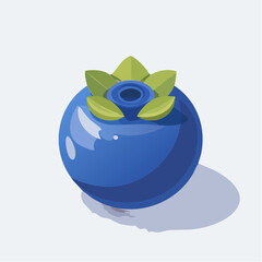A captivating illustration of a vibrant blueberry with lush green leaves adorning its crown
