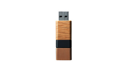 Wooden U S B flash drive with copper and black accents