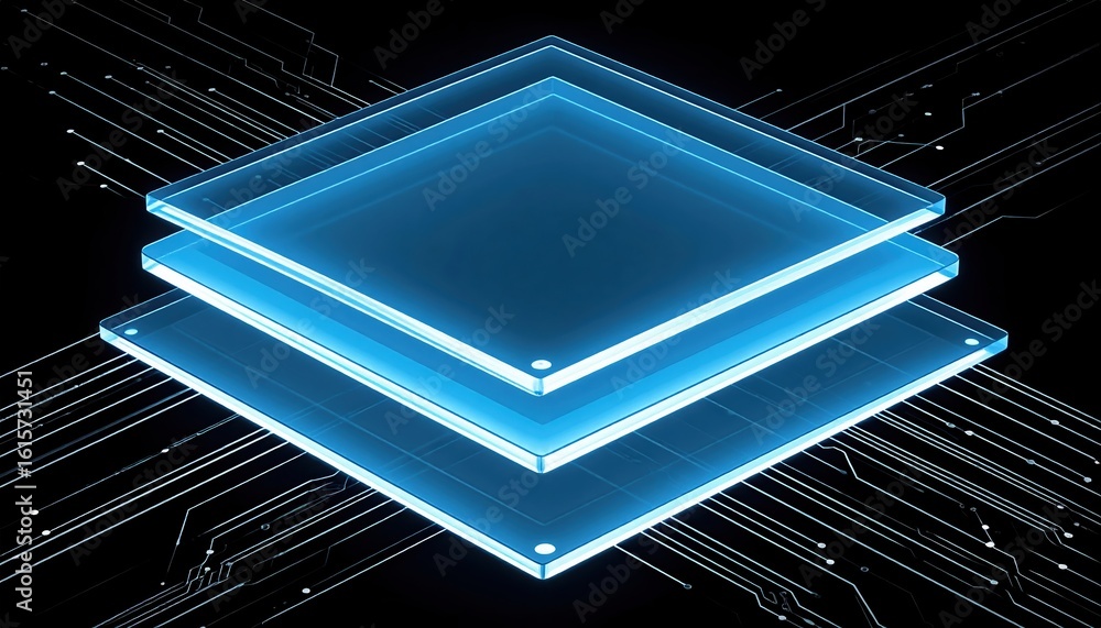 Poster futuristic digital circuit with glowing lines and abstract high-tech environment