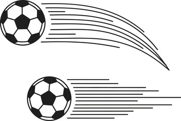 Dynamic soccer balls in motion with streaking trails illustration