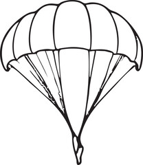 Solitary Parachute Depicted With Bold Lines Against a Blank White Canvas Artwork